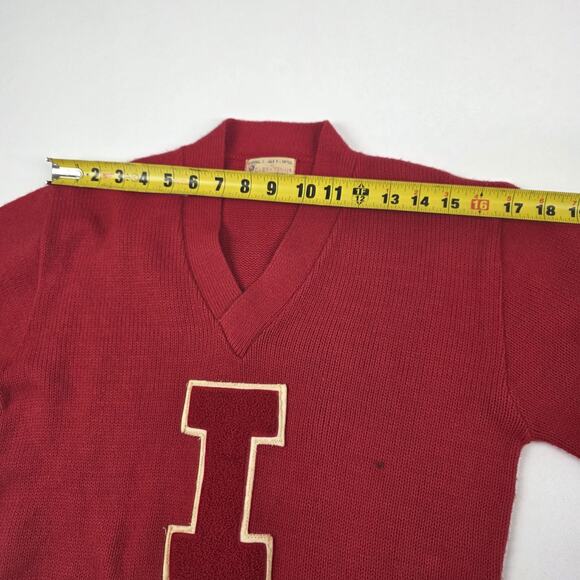 Vintage East-Tenn Award Sweater Small Red V Neck Varsity Letterman Orlon - Picture 6 of 10